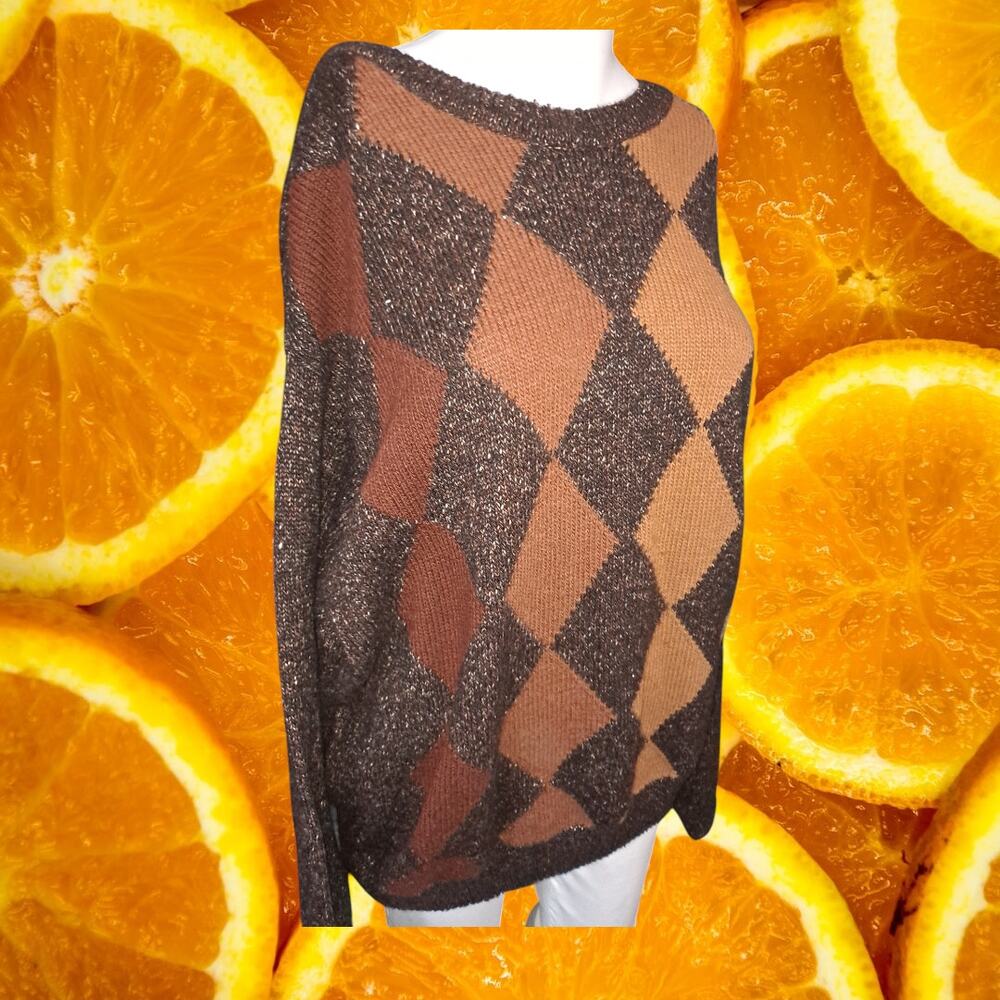 Cellini Men's Wool-Acrylic Long‎ Sleeve Crew Neck Pullover Dimond Sweater Size L